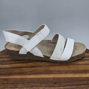 Naot Krista Shoes Womens 10 41 White Leather Sandals Wedge Comfort Strappy